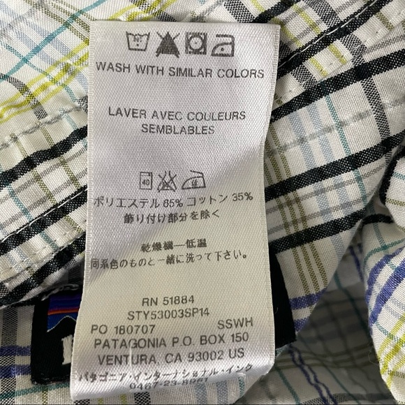 PATAGONIA MEN’S STRIPE CASUAL BUTTON DOWN SHIRT WHITE GREEN BLUE MEDIUM - Picture 7 of 7